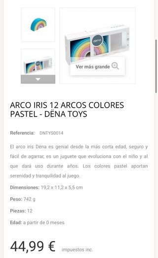 Dëna. Arcoiris 12 Piezas. Colores pastel.