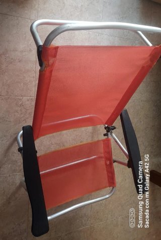Silla de playa plegable y reclinable  naranja