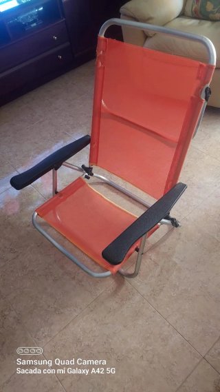 Silla de playa plegable y reclinable  naranja