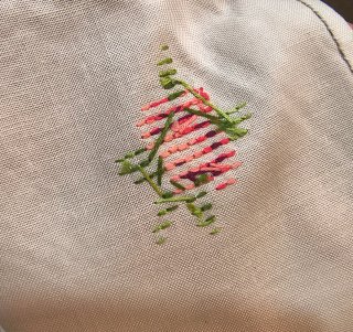 Set 3 fazzoletti lino ricamati fiori