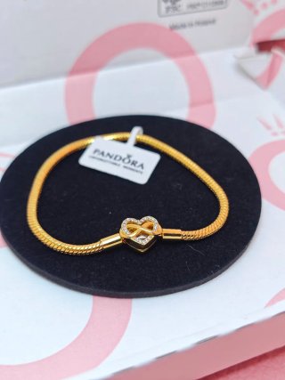 Pulsera Pandora Corazón Infinito 19 cm dorada