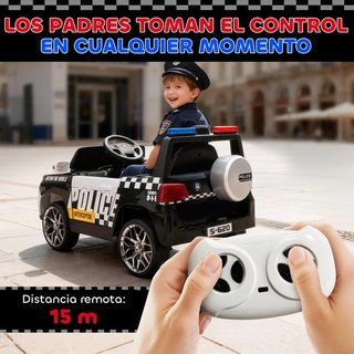 Coche Eléctrico Policía Infantil Mando 2 Motores