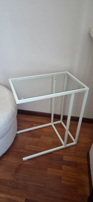 Mesa auxiliar sofá cristal y metal