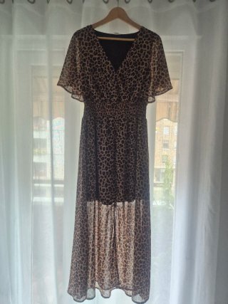 Vestido largo estampado animal print Stradivarius