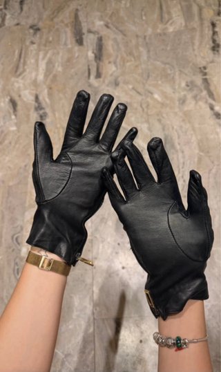 Guanti in pelle Gucci neri donna
