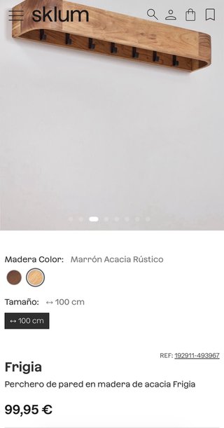 Perchero Estantería Madera Acacia Sklum Frigia