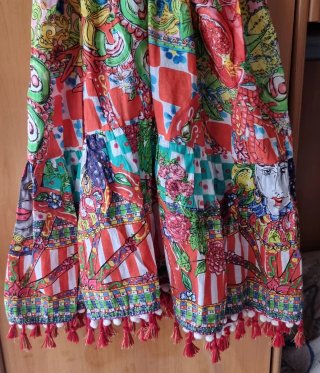 Vestito donna fantasia multicolor con nappe