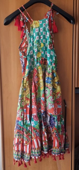 Vestito donna fantasia multicolor con nappe