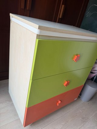 Cómoda infantil 6 cajones madera y blanco
