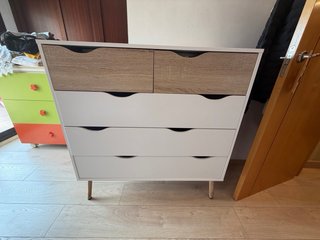 Cómoda infantil 6 cajones madera y blanco