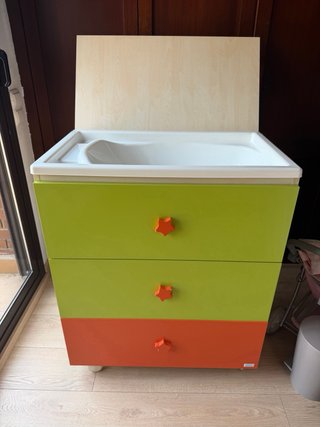 Cómoda infantil 6 cajones madera y blanco