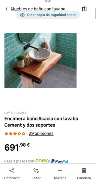 Lavabo y encimera de madera de Acacia Nuevo