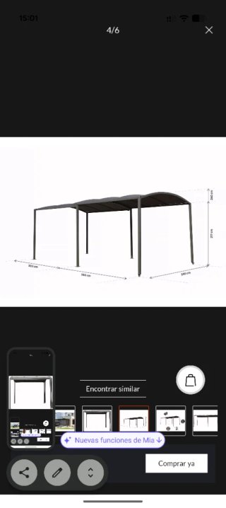 Pérgola Cenador Extensible Negra