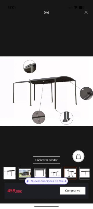 Pérgola Cenador Extensible Negra