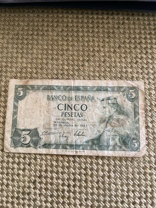 3 Billetes 5 Pesetas España 1951-1954