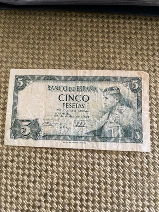 3 Billetes 5 Pesetas España 1951-1954