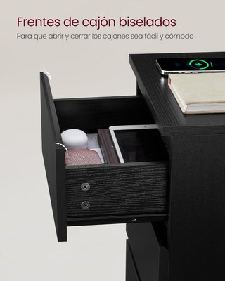 Lote 2 Mesitas de noche Carga USB enchufe Vasagle