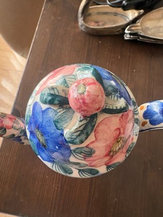 Tetera Antigua Manises Cerámica Pintada