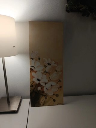 Cuadro Flores Beige y Blanco