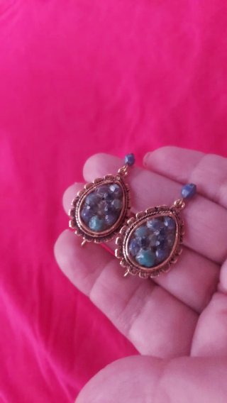 Pendientes vintage piedras azules y verdes