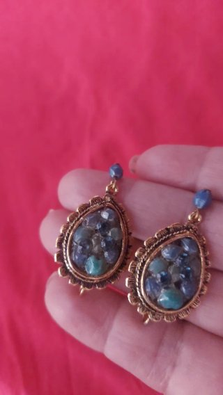 Pendientes vintage piedras azules y verdes