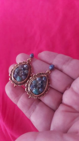 Pendientes vintage piedras azules y verdes