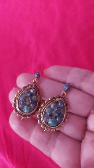Pendientes vintage piedras azules y verdes