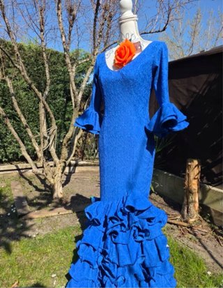 Traje Flamenca azul eléctrico