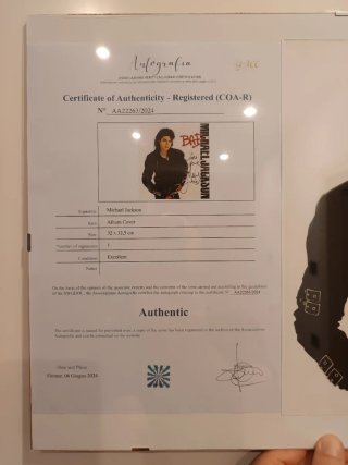 Quadro scansione Autografo Michael Jackson+coa