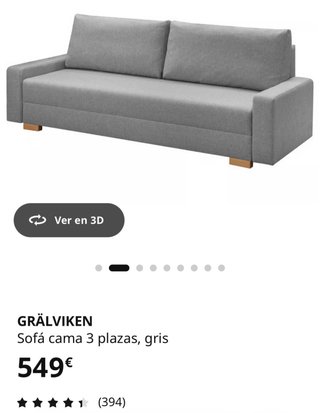 Sofá Cama IKEA Gris Tela