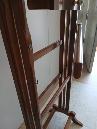 Burro colgador ropa madera nogal antiguo