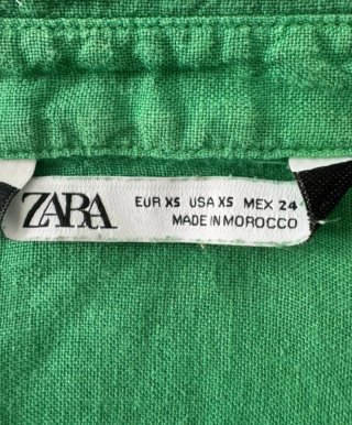 Camisa Zara manga corta verde