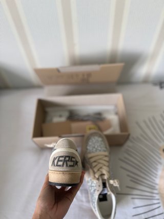 Golden Goose Beige/Plata Glitter Zapatillas