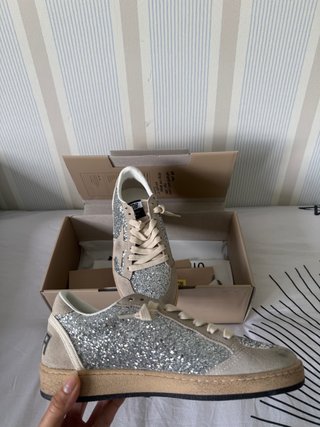Golden Goose Beige/Plata Glitter Zapatillas