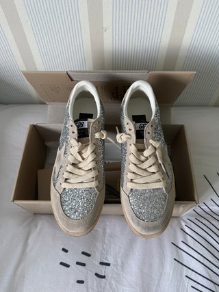 Golden Goose Beige/Plata Glitter Zapatillas