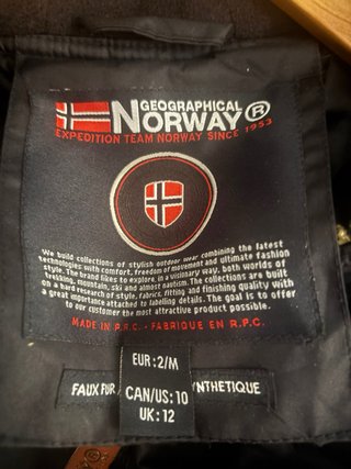 Chaqueta Geographical Norway Negra Talla M