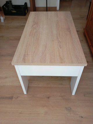 Mesa de centro elevable blanca y madera Impecable