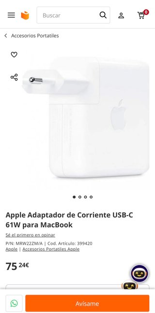 Cargador Apple MacBook 61w