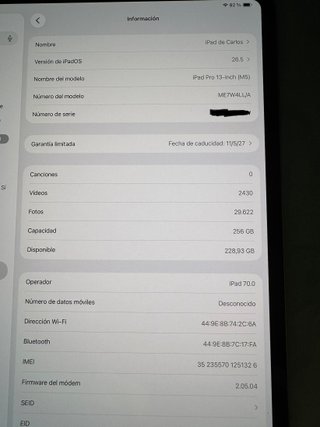 iPad Pro 13” M5 256GB Wi-Fi + Cellular | 3 ciclos