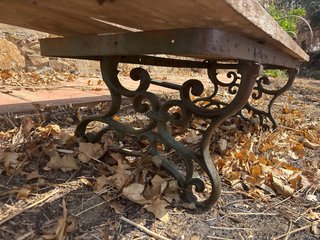 Banco jardin hierro forjado y madera