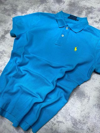 Polo T-Shirt Ralph Lauren Blu/Giallo (L) Donna