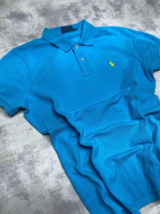 Polo T-Shirt Ralph Lauren Blu/Giallo (L) Donna