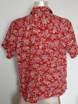 Camicia Carrera Uomo Cotone Fantasia Fiori Rossa T