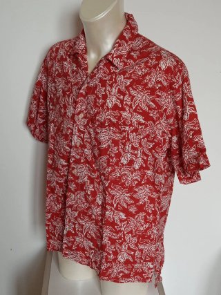 Camicia Carrera Uomo Cotone Fantasia Fiori Rossa T