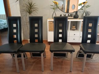 Juego de 4 sillas de comedor negras