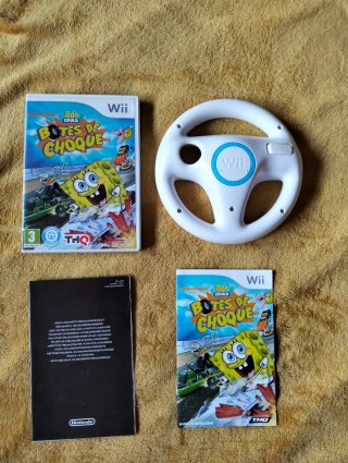 Juego Wii Bob Esponja botes de choche + Volante
