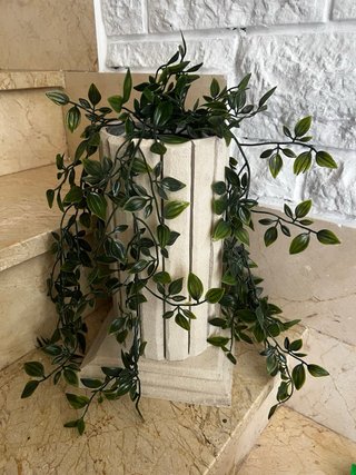 Macetero decorativo beige y verde