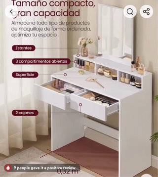 TOCADOR BLANCO CON ESPEJO Y CAJONES Nórdico