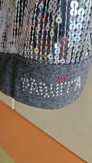 Top Paquita paillettes argento e grigio