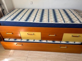 Cama nido doble de madera+ 4 cajones+ 2 colchones